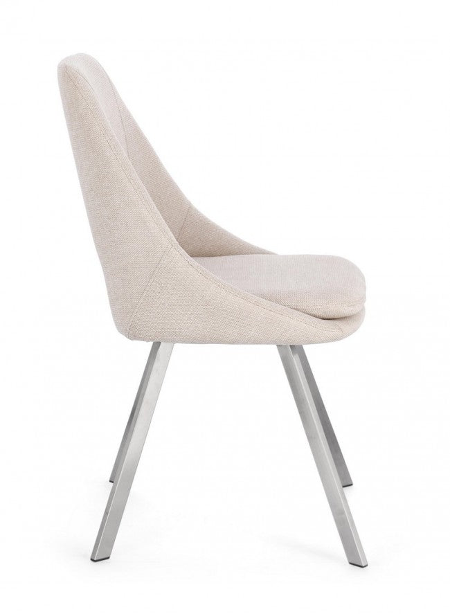 Set 2 Sedie 45x49,5x85 cm Kashar in Tessuto Beige