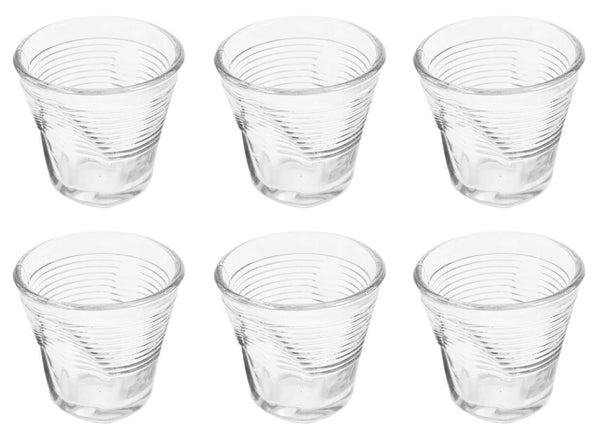online Set mit 6 zerknitterten Kaffeetassen Ø6,5 cm aus transparentem Kaleidos-Pressglas