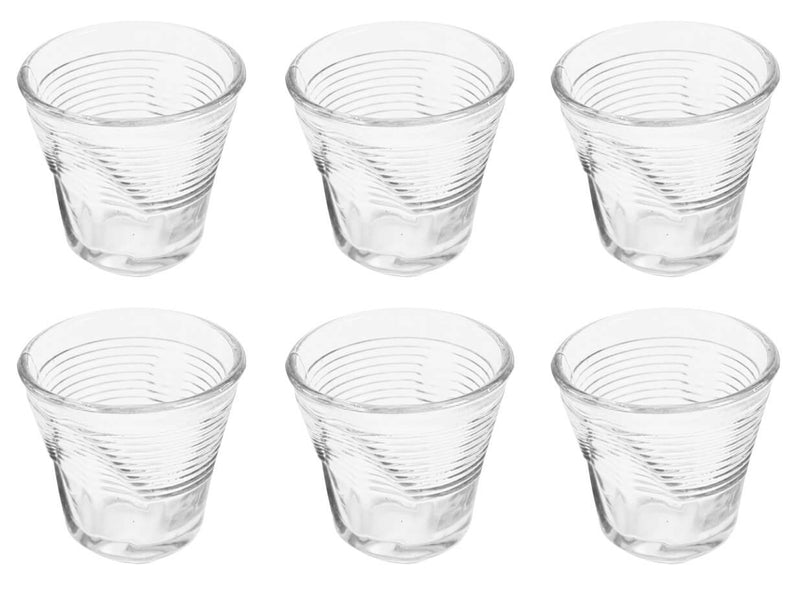 Set 6 Tazzine da Caffè Accartocciati Ø6,5 cm in Vetro Pressato Kaleidos Trasparenti