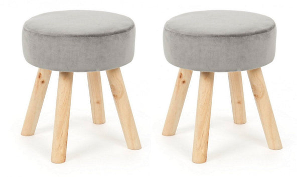 sconto Set 2 Sgabelli 34x34x38 cm in Velluto Adeline Grigio