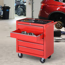 Carrello da Lavoro con 5 Cassetti Porta Utensili 69x33x75 cm in Acciaio Rosso