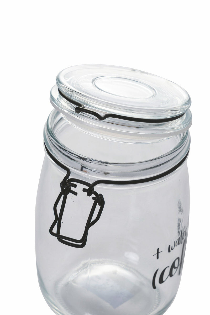 Barattolo con Scritta Ø10,8x17,3 cm in Vetro con Chiusura in Metallo VdE Tivoli 1996