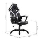 Sedia da Gaming Altezza Regolabile in Similpelle Bianco e Nero 