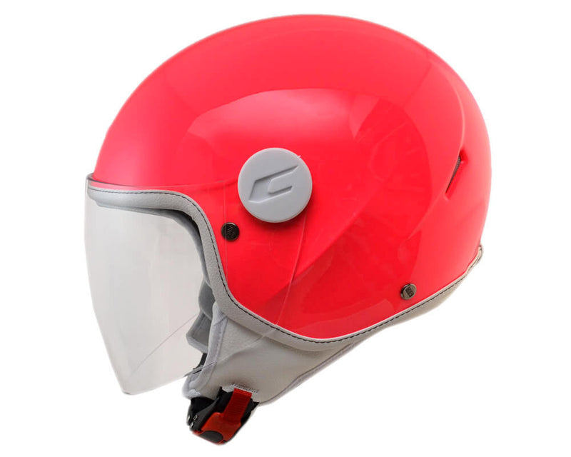 Casco Demi-Jet per Bambini Visiera Lunga CGM Magic Smile 205S Rosa Fluo Varie Misure