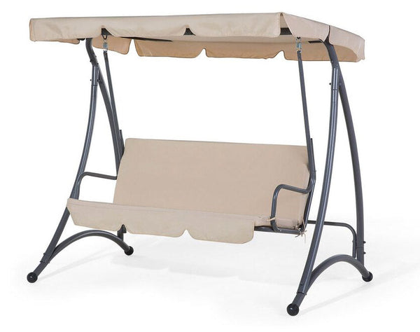 3-Sitzer-Gartenschaukel 110 x 170 x 153 cm aus Metall und ecrufarbenem Polyester online