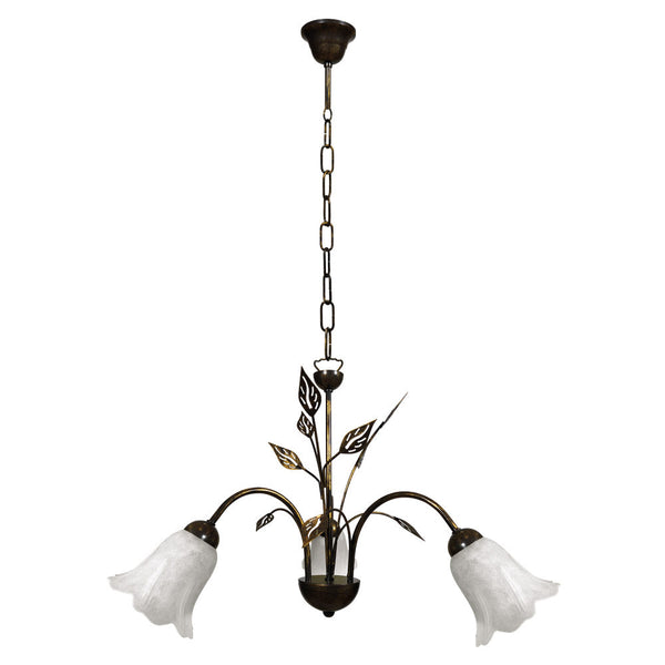 prezzo Kronleuchter 3xE14 Braun Gold Rahmen Weiß Schwammglas E-Energy Teresa