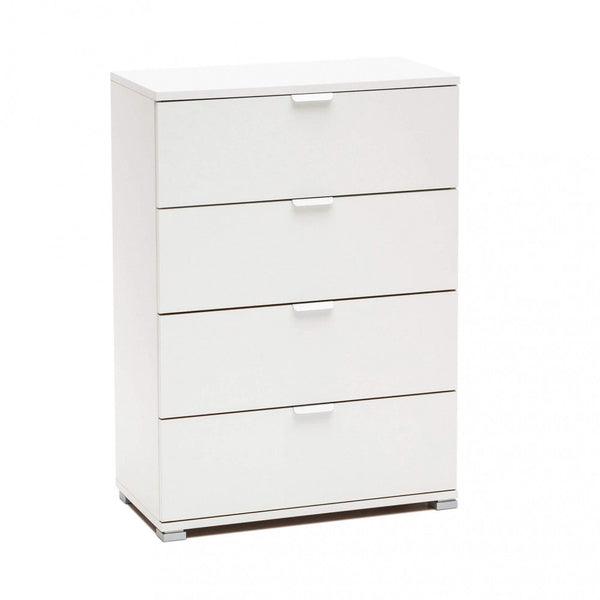 sconto Weiße Kommode 4 Schubladen 60 x 38 x 85 h cm aus weißer zweilaminierter Spanplatte