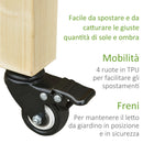 Letto per Orto Rialzato in Legno con Rotelle e Ripiano Inferiore 118x55x83 cm Legno Naturale