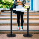 2 Colonnine Tendinastro 3 metri in Metallo Nero Opaco Ø36x101 cm Nastro Bianco