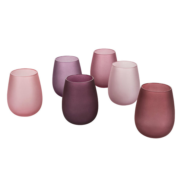 Set mit 6 Wassergläsern mit Eiseffekt Happy Hour Provence in Villa d'Este Home Tivoli Purple Glass prezzo