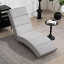 Poltrona Chaise Longue Reclinabile con Schienale Alto 160,5x60,5x93 cm in Tessuto Effetto Lino Grigio Chiaro 