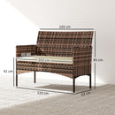 Divano da Giardino 2 Posti 115x63x85 cm con Cuscini e Tappetini Antiscivolo in Rattan e Acciaio Beige      