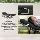 Lettino da Campeggio Pieghevole 196x68x37 cm con Poggiatesta Inclinato e Materasso Rimovibile Nero   