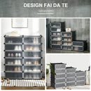 Scarpiera Modulare 94x37x108 cm 12 Cubi in Plastica e Acciaio Nero e Bianco