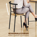 Set Tavolo da Pranzo Rotondo Stile Industriale con 4 Sedie Salvaspazio in Legno e Metallo      