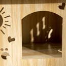 Cuccia per Cani da Interno 69x50x58,5cm Casetta Intagliata in MDF Quercia e Nero  