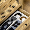 Cassettiera con 4 Cassetti in Stile Boho 80x35x95 cm Inserti in Rattan color Legno   