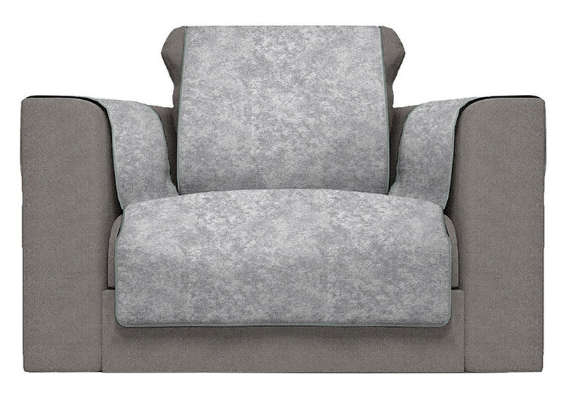 Copridivano con Copri Braccioli in Poliestere e Cotone Grigio Chiaro Varie Misure