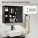 Armadietto con Specchio 60x14,5x49,4 cm con 3 Ripiani Laterali e Ripiano Regolabile Interno in MDF e Truciolato      