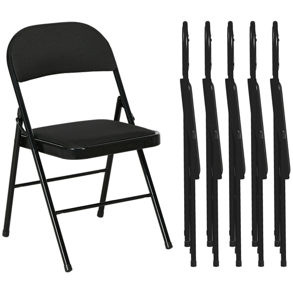 Set 6 Sedie Pieghevoli con Seduta Imbottita e Struttura in Acciaio Nero online