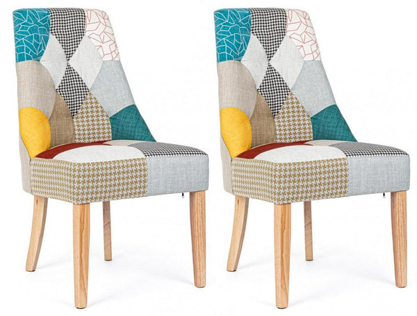 Set mit 2 Stühlen 51 x 62 x 93 cm in Patchwork-Stoff acquista