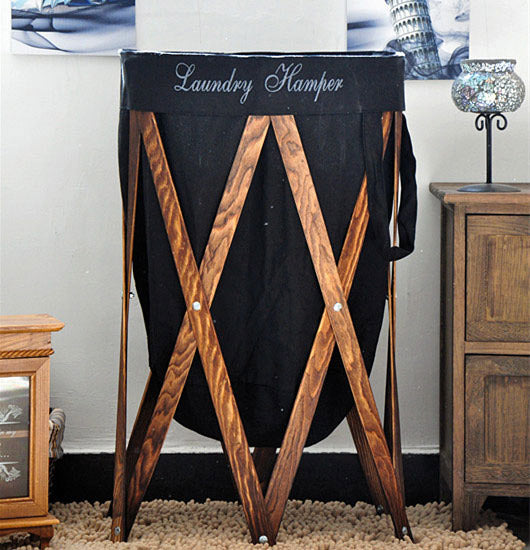 Portabiancheria in Legno di Pino 40x40x70 cm Fumer Maya Noce