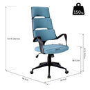 Sedia da Ufficio Presidenziale Ergonomica in Tessuto  Blu e Nero