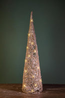 Cono Decorativo in Rattan con 35 Led H100 cm Champagne