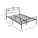 Struttura Letto Una Piazza e Mezzo 140x200 cm in Acciaio con Doghe Integrate Nero