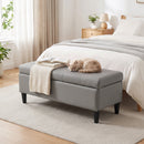 Cassapanca Pouf Contenitore Poggiapiedi 136 L 110x41x42 cm in Finta Pelle Adatta agli Animali Domestici Grigio      