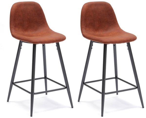 Set 2 Sgabelli 42x52xH93 cm in Similpelle Brigitte Marrone online