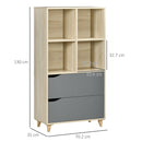 Libreria con 2 Cassetti 70,2x35x130 cm in Truciolato e MDF Naturale e Grigio