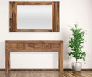 Console Elegant Sheesham 132x40x76 cm Legno e Ferro Naturale e Oro