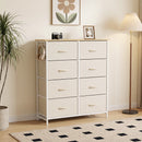 Cassettiera 80x30x94,5 cm con 8 Cassetti in Tessuto e Struttura in Acciaio Beige      