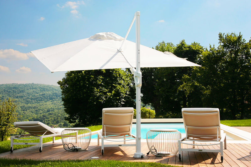 Ombrellone da Giardino Decentrato 3x3m in Alluminio Telo in Poliestere Mosini Jazz Bianco