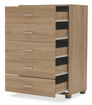 Cassettiera 5 Cassetti 68x40x101 cm in MDF Soriani Rovere