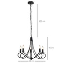 Lampada da Soffitto 200W E14 in Acciaio Intrecciato   Nero