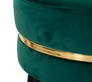Sgabello Bar Paris Ø35x74 cm in Legno e Tessuto Vellutato Verde