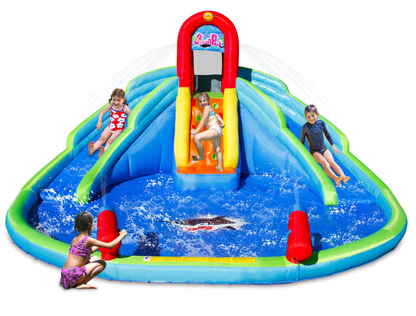 acquista Castello Giostra Gonfiabile Acquatico con 2 Scivoli e Piscina Pompa Inclusa Happy Hop Ocean Park