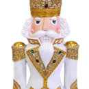 Soldatino Schiaccianoci in resina bianco e oro cm 27,5x25xh91,5