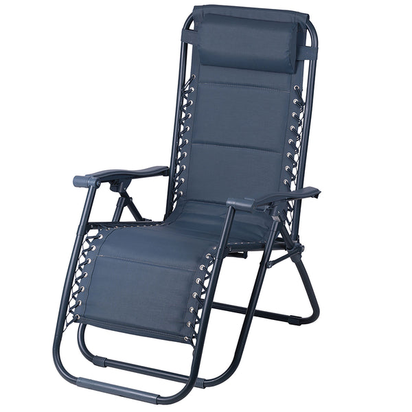 sconto Sedia Gran RelaxImbottita Reclinabile E Richiudibile 65x90x110 cm in Acciaio PVC e Poliestere Blu Rio Plus