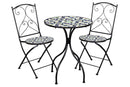 Set Tavolino e 2 Sedie Pieghevoli da Giardino con Mosaico