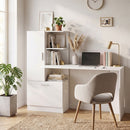 Scrivania per Computer 150x55x122 cm con Libreria e Armadietto in Truciolato Bianco      