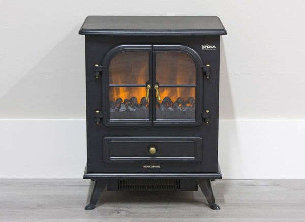 Elektrischer Bodenkamin Flammeneffekt 1800W Bauer Schwarz sconto