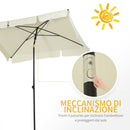 Ombrellone da Giardino 2x1.25 m Palo Ø28 mm in Alluminio Inclinabile Crema 