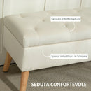 Cassapanca Pouf Contenitore Poggiapiedi 80x35x42 cm in Velluto Gambe in Legno di Caucciù Crema      