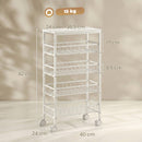 Carrello a 4 Ripiani 40x24x82 cm con Cestelli Estraibili in Metallo e Truciolato Bianco      