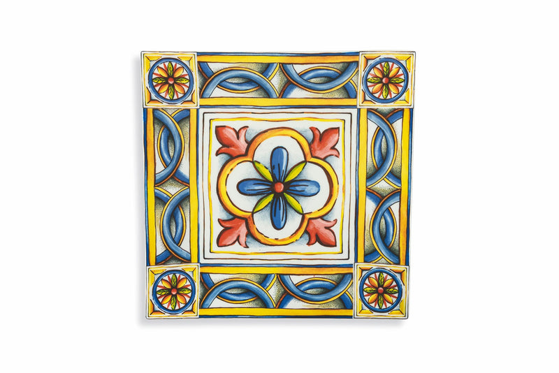 Set 6 Piatti Quadrati in Porcellana 30x30 cm Villa d'Este Home Tivoli Costiera