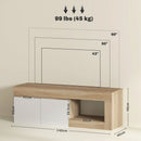 Mobile TV Max 60"" con Armadietto 2 Ante e Ripiano Aperto 140x40x48 cm Legno Naturale e Bianco 
