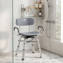 Sedia per Doccia Girevole 57x48x74-86 cm con Braccioli Schienale Capacità 150 kg in Alluminio e HDPE Grigio      